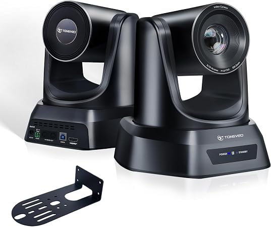 TONGVEO Conference Room PTZ Camera System with 20X Optical Zoom, AI Auto Tracking 1080P 60fps HDMI USB Webcam for Church Streaming Online Video Conference,Compatible with Zoom, OBS Easy Setup（1 pc