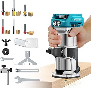Cordless Router Tool Compatible with Makita 18V Battery(Tool Only), 800W Brushless Wood Router, 6-Speed Control, Depth Adjustment, Edge & Roller Guide, Router Bits Included - Image 1
