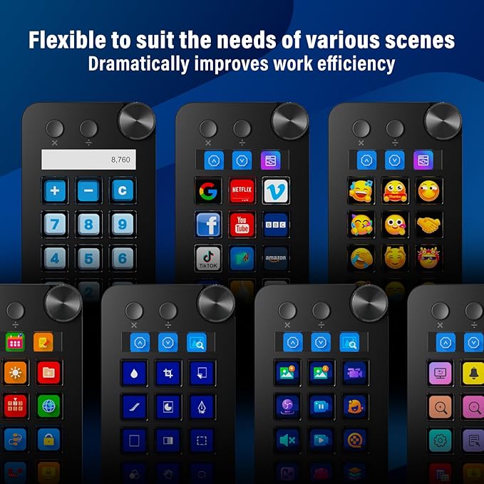 Macro Pad,Macro Shortcut Keyboard,With15 Customizable Macro Keys,Three Modes (Shortcut Keys,Calculator and Numeric Keypad),Work for OBS,PowerPoint,Photoshop and Adobe Premiere Pro(N1 black)