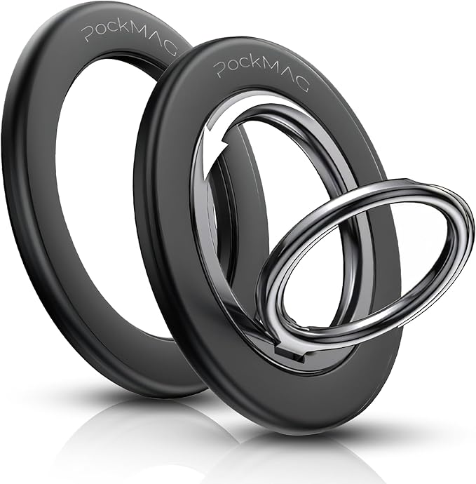 Ultra-Strong Magnetic Phone Ring Holder for MagSafe ??360° Rotation, Dual-Sided Finger Ring Grip & Kickstand ??Compatible with iPhone 16 Pro Max 15 14 13 12 Mag Safe Accessories (Misty Black)