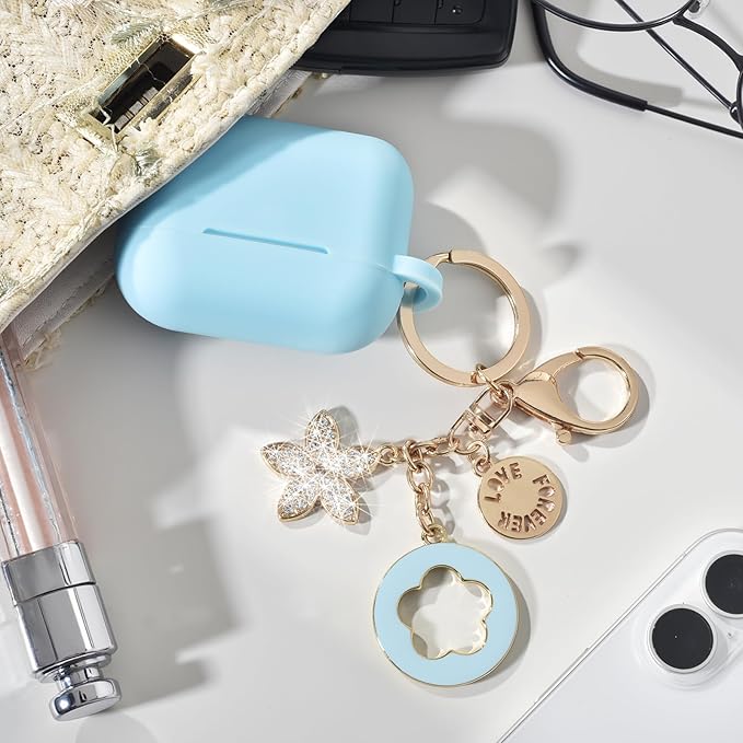 VISOOM for AirPods Pro 3 Case 2025, Silicone Case for Apple Air Pods Pro 3rd Generation Cover Women, Cute iPods 3 Protective Cover with Bling Keychain & Cleaning Kit,Sky Blue