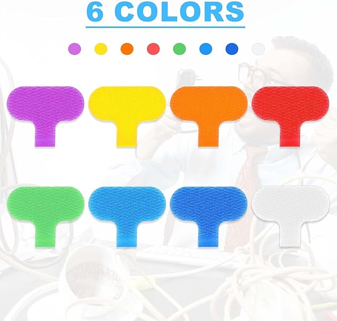 32 Pcs Cable Labels, Ymapinc Multi-Color Electronic Cable Labels Tags Writeable Cord Label for Computers Management Wire Tags Self-Adhesive Nylon Label