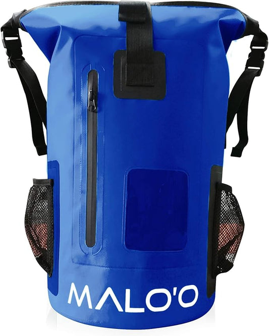 Malo?™o DryPack 30L Waterproof Backpack, Roll-Top Dry Bag Backpack with Padded Straps, Floating Design for Beach, Kayaking, Fishing, Boating, Travel, and Water Sports, Dark Blue