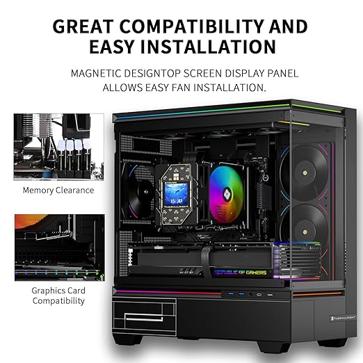 Thermalright Peerless Assassin 120 Vision ARGB Black CPU Cooler, PC Cooling 6 Heat Pipes, 2.8’’ Magnetic Display Screen with 320x240 Resolution,for AM4/AM5 and Intel LGA1700/1851