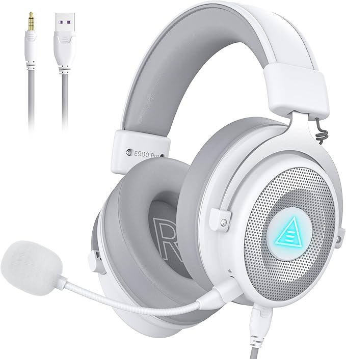 EKSA USB Gaming Headset for PC, Computer Headphones with Detachable Noise Cancelling Microphone, 7.1 Surround Sound, 50MM Driver, Wired Headset with Mic for PS4/PS5, Xbox One, Laptop, Work