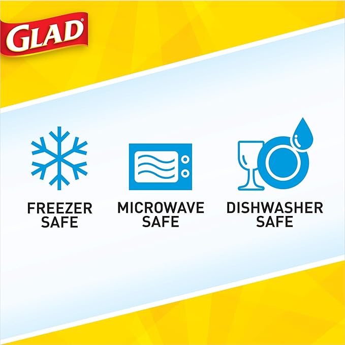 Glad Gladware Lockware to Go Food Storage Containers Medium Size Round Food Storage That Holds up to 32 Ounces of Food, Solids, or Liquids | 32 oz Containers, 4 Count Set