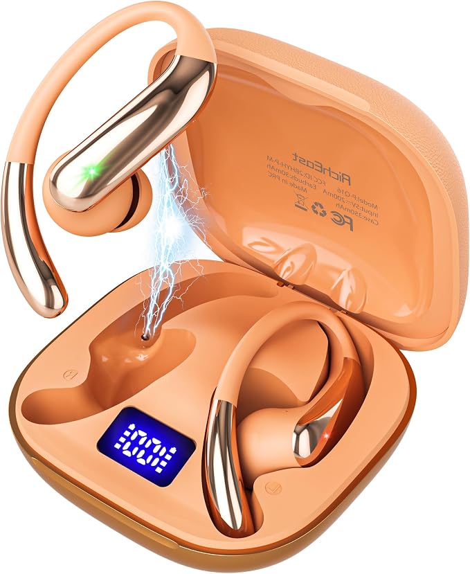 AI Translation Earbuds Real Time 4-in-1 Translation Headphones 50H Playtime Translating Device Audifonos Traductores Inglés Español for Face-to-Face & Travel Business Tangerine