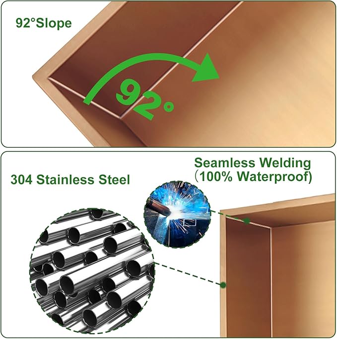 Shower Niche, Stainless Steel Elegant Bathroom Niche, No Tile Needed Recessed Shower Shelf Organizer for Storage