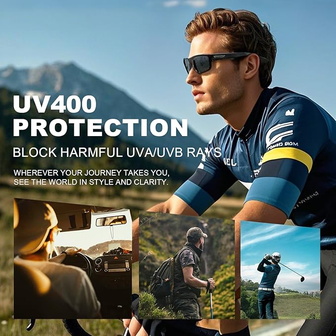 Missfive 2-Pack Mens Ultimate Bifocal Sunglasses with Readers Built In Sporty Upgraded Wrap Frame, UV400 Protection Driving & Reading Glasses for Outdoor +2.25