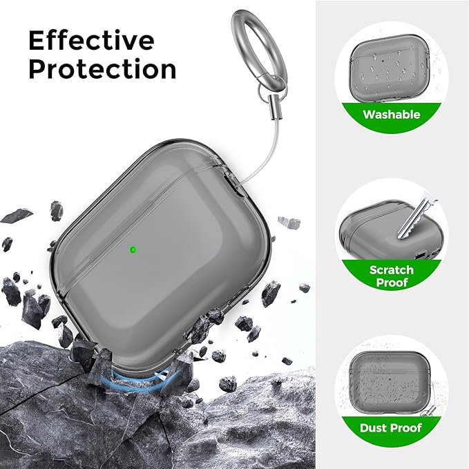 AhaStyle Clear Airpods Pro 3 Case Cover 2025 [Anti-Yellowing] Soft TPU Protective Skin for Apple AirPods Pro 3rd Generation Case with Cleaner Kit Support USB-C Charging Case and Wireless Charging