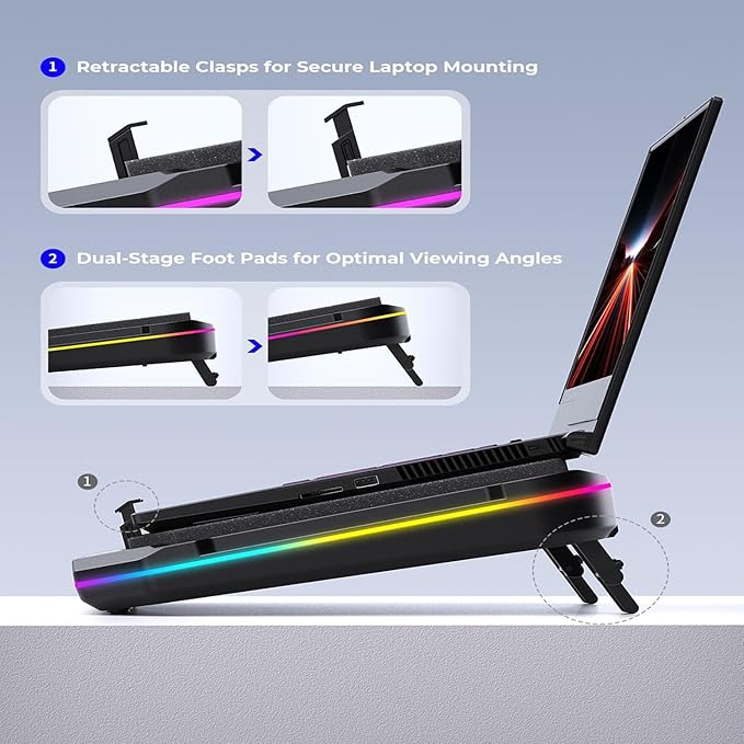 Cooling Pad for Dell Alienware m17 m16 m15 x17 x16 x15 x14 Area-51m 14-17 inch Gaming Laptop,Cooler it is Undoubtedly The King of Heat Dissipation with Powerful Turbo Fan,6 RGB Light Mode,Touch Start