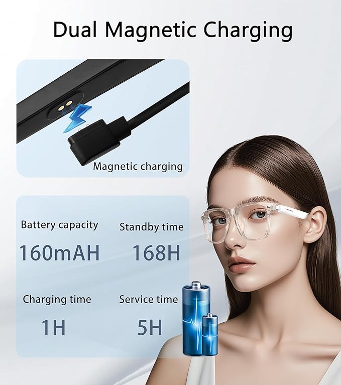 Smart Glasses for Men & Women, Built-in Mic & Speakers Bluetooth Audio Glasses, Blue Light Filter & Polarized UV 400 Protection Lenses Open-Ear Bluetooth Glasses for Android iOS, Pink