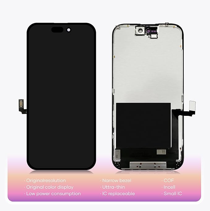 LCD Screen Replacement for iPhone 16 (Model A3287, A3081, A3286, A3288) 6.1 inch Touch Screen Display Digitizer Frame Assembly Repair Kit + Tempered Glass + Adhesive