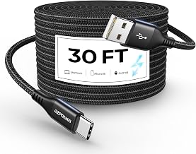 30FT USB C Cable, Extra Long USB A to USB Type C Charger Cord High-Grade Nylon Braided Charger Cord Type-C Power Wire for Security Camera/USB-C Phone/Tablet/PS5/Switch (No Data Transfer) - Image 1