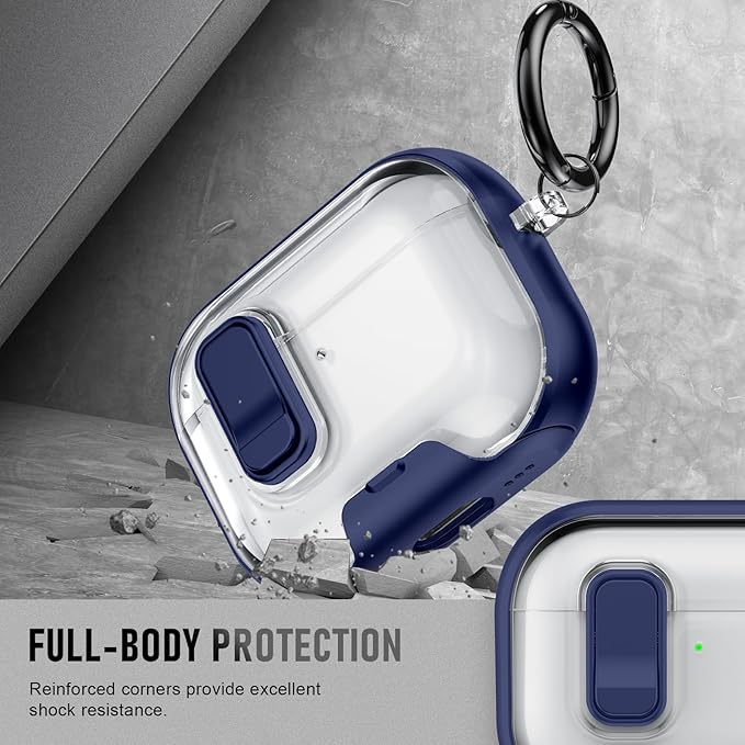 for AirPods Pro 3 Case (2025) with Phone Stand & Cleaner Kit, Cute Soft Silicone Cover for AirPods Pro 3rd Genera case with Keychain for Women Men with Keychain for Airpod Pro case(2025) Dark Blue
