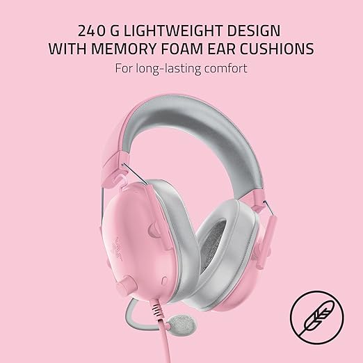 Razer BlackShark V2 X Gaming Headset: 7.1 Surround Sound - 50mm Drivers - Memory Foam Cushions - for PC,PS4,PS5,Switch - 3.5mm Audio Jack - Quartz Pink,(Pack of 8)