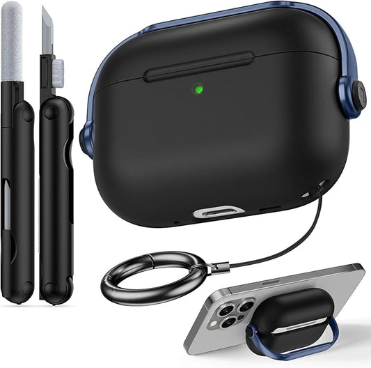for Airpods Pro 3 Case,Safety Lock Cases for Apple Airpod Pro 3 (2025) with Cleaner Kit, Drop Protection Air pods Pro3 Case Cover for Men for Women with Keychain,Black+Blue