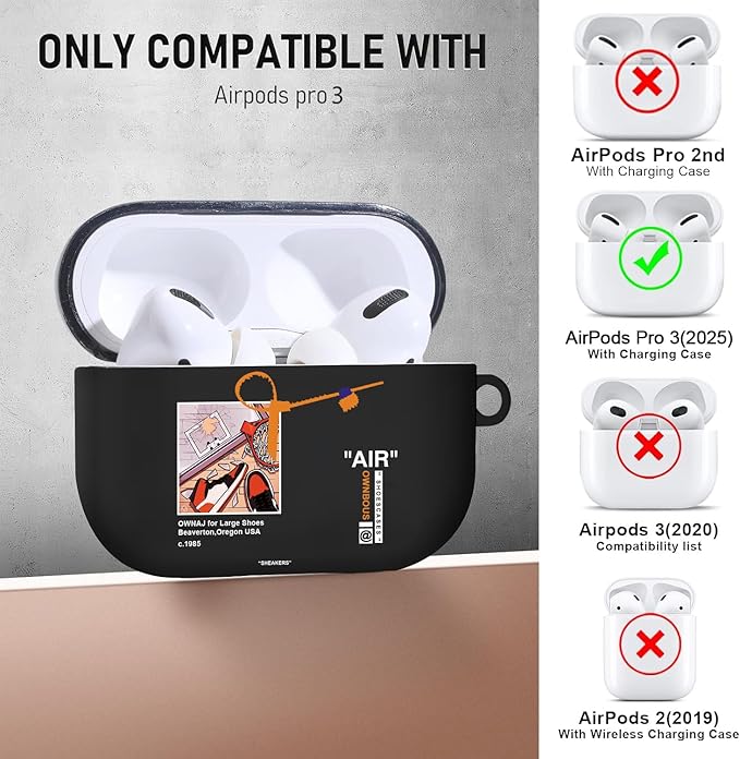 Compatible Airpods Pro 3 Case(2025),Cool Design Shoe Print Soft Silicone Protective Cases for Apple AirPods Pro 3rd Generation Case,Airpod Pro 3 Cover with Lanyard & Keychain for Men/Boy