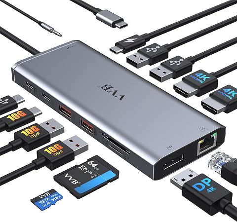 USB C Laptop Docking Station Dual Monitor HDMI USB C Hub Multiport Adapter