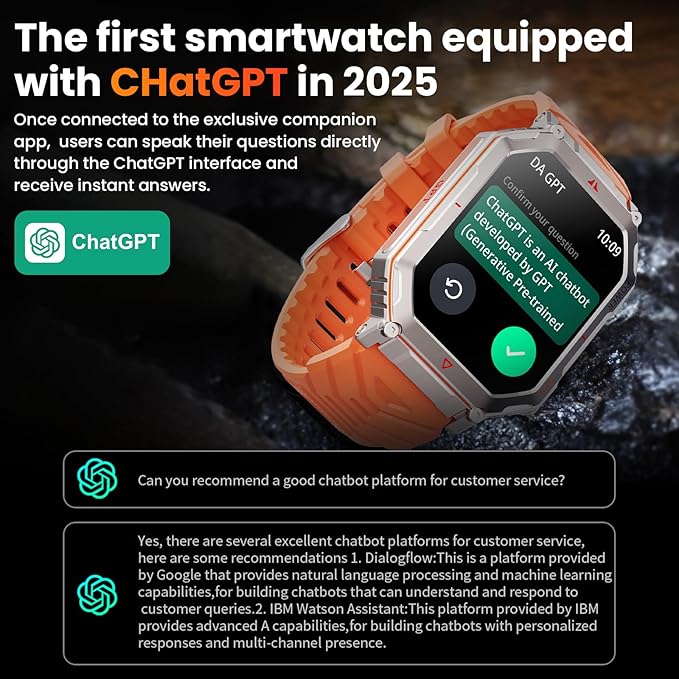 GPS Military Smart Watch for Men，GPT Voice Assistant，Smartwatch with LED Flashlight，2.01" HD Display Bluetooth Call，Fitness Tracke with Multiple Sports Modes，Compatible with Android & iOS