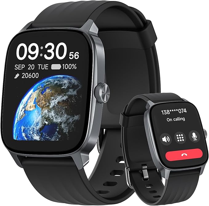 Pedometer Watch for Men Women Android & iPhone, 1.85" Retina Display with Answer/Make Calls, Smart Watch with Pedometer, Calories & Step Counter, Waterproof Heart Rate/Sleep/SpO2 Monitor