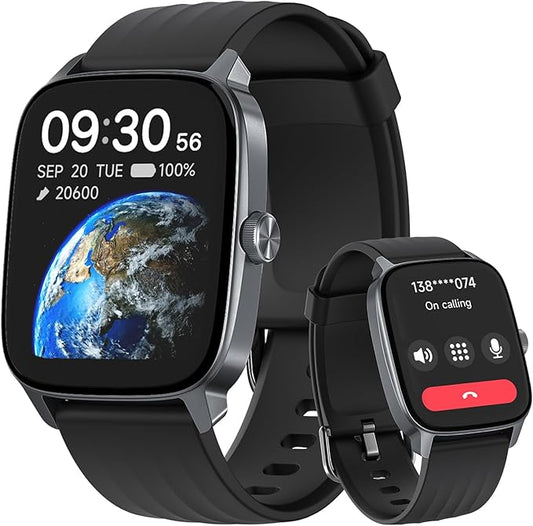 Pedometer Watch for Men Women Android & iPhone, 1.85" Retina Display with Answer/Make Calls, Smart Watch with Pedometer, Calories & Step Counter, Waterproof Heart Rate/Sleep/SpO2 Monitor