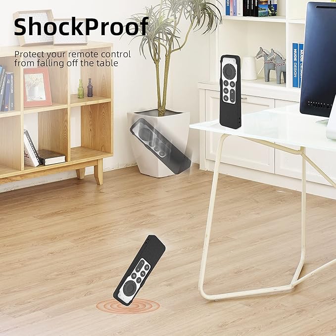 SIKAI CASE Silicone Case Fit Designed for Apple TV 4K 2021/2022 Siri Remote Protective Case with Shockproof Compatible with AirTag(Black)