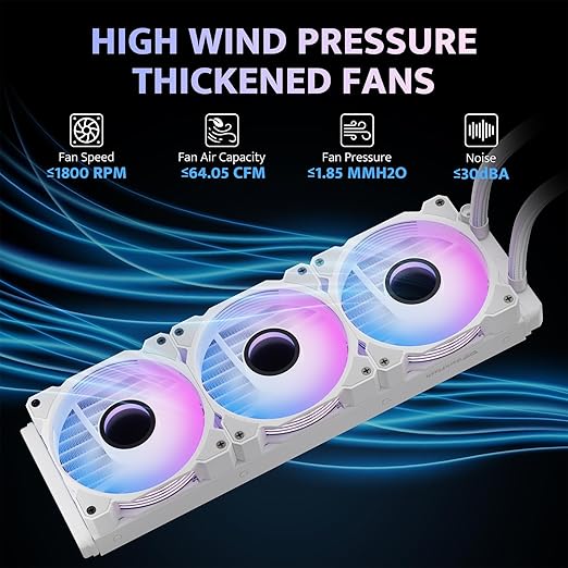 darkFlash DH360D V1.2 All-in-one Liquid CPU Cooler with Display, CPU Monitoring, ARGB Sync, PWM Fans 360mm AIO, High-Efficient CPU PC Cooler Radiator for Intel 1851/1700, AMD AM4/AM5 (Black)