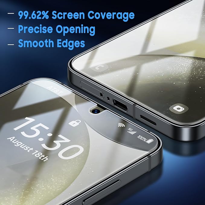 Uyiton UnBreak-Glass for Samsung Galaxy S25/ S24 Screen Protector, [Ultrasonic Fingerprint Support][Auto-Alignment Frame] Scratch-Resistant Bubble-Free Tempered Glass(6.2'' 5G), 2 Pack