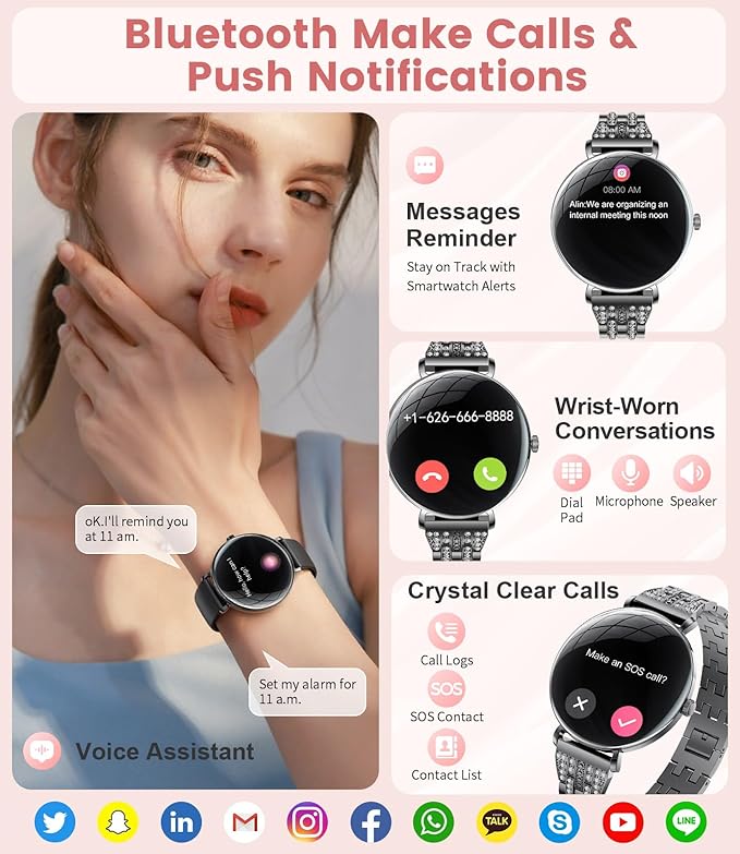 LIGE Ultra-Thin Smart Watch for Women(Answer/Make Calls),1.43" Always-on Display Smart Watch with Heart Rate,Clories Tracker 100+ Sports Modes, Women Smartwatch for Android iOS (Black-FV17-H)