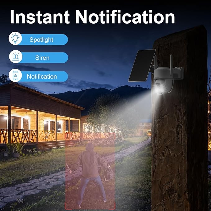 4G LTE Cellular Security Camera, No WiFi Security Cameras Wireless Outdoor, Outdoor Camera Wireless, Smart Motion Detection, 2K Live View, Color night Vision, Instant Notification, 2-Way Talk 2 Pack