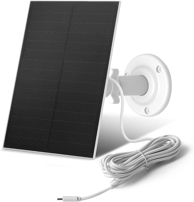 Nicesolar 8W USB-C Solar Panel for Security Cameras, IP65 Waterproof Outdoor Solar Panel with Adjustable Bracket, Compatible with Rechargeable Battery Cameras