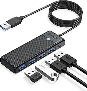ORICO USB 3.0 Hub, 4-Port USB Hub with 6Ft Long Cable, Ultra Slim USB Splitter for Laptop MacBook Pro, iMac, Surface Pro, XPS, PS5，PC, Flash Drive, Mobile HDD
