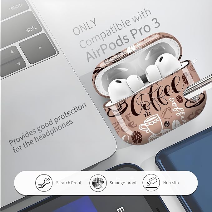 AirPod Pro 3 (2025) Case Cover for Women, Cute Shockproof TPU Protective Case with Gold Round Buckle, Anti-Drop Design Brown Coffee