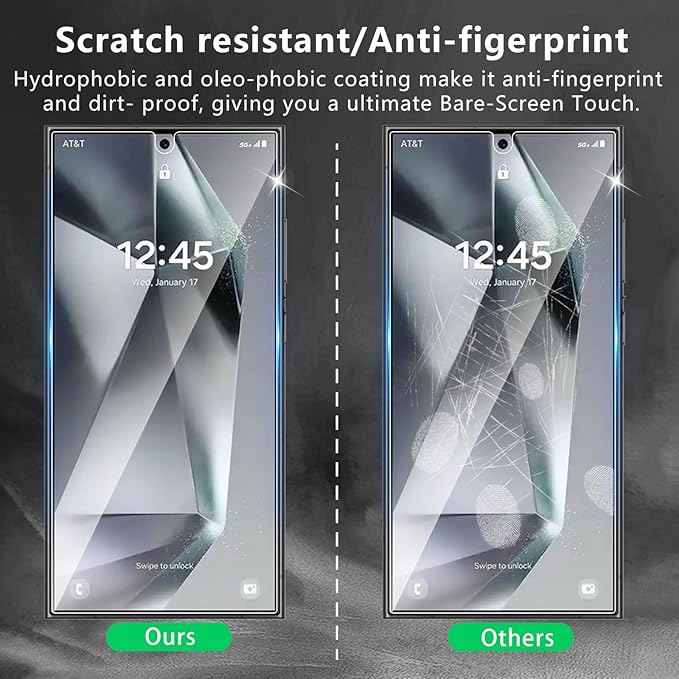 3 Pack Screen Protector Designed for Galaxy S25 Ultra with 3 Pack Tempered Glass Camera Lens Protector,Ultra HD Clear,9H Hardness,Easy Install - Case Friendly,Scratch Resistant