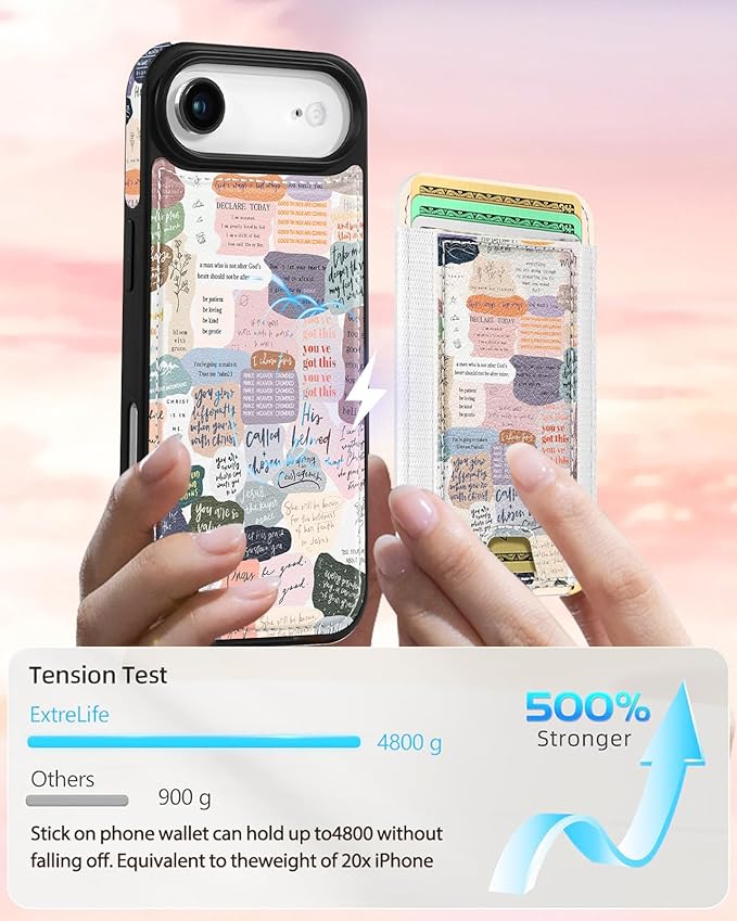 Shorogyt for iPhone Air Wallet Case - Fits 5 Cards, Compatible with Magsafe Detachable Magnetic Credit Card Holder Leather Cardholder Cute Phone Cover Women Girls for Apple 17 Air, Collage