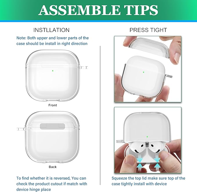 for AirPods 4th Generation Case Cover 2024, Military-Grade Shockproof, Soft TPU Highly Transparent Anti-Yellowing for AirPods 4 Case with Cleaning Kit & Cute Round Buckle, Clear White