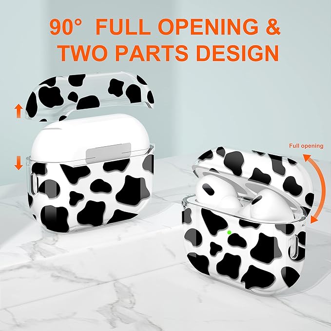 Maxjoy for AirPods Pro 2nd Generation Case, Clear AirPods Pro 2 Case for Women Girly Cute Protective AirPod Pro 2 Cover with Keychain Strap for AirPod Pro 2nd Gen Cover 2023/2022, Cow Print