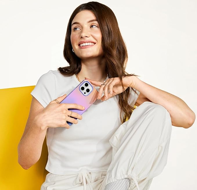 OtterBox iPhone 16e, 15, 14, 13 Symmetry Series Case - Clear/Peachy Bloom, Snaps to MagSafe, Ultra-Sleek, Raised Edges Protect Camera & Screen