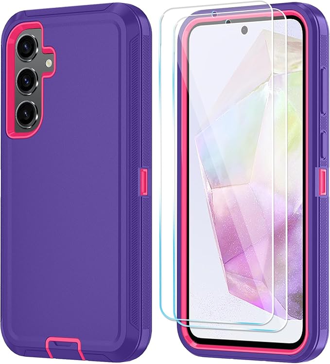 ONOLA Compatible with Samsung Galaxy S26+ / S26 Plus Case with HD Screen Protector [Not fit S26 / S26 Ultra], 3 in 1 Heavy Duty Phone Case for Galaxy S26 Plus 6.7",PurpleRoseRed