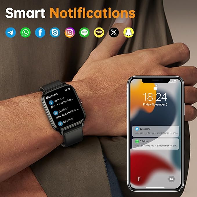 Smart Watch for Men Women, Fitness Tracker (Answer/Make Call), 1000 mAh Battery, 120+ Sport Modes, Step Counter/Sleep Monitor Fitness Watch, Smartwatch for Android/iPhone (Black)