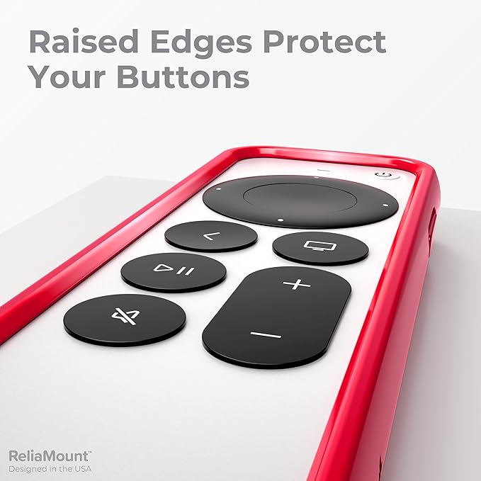 Case for Apple TV Remotes – Premium Drop Protection and Comfortable to Hold – Designed in USA (Premium Red with Soft Microfiber Lining)