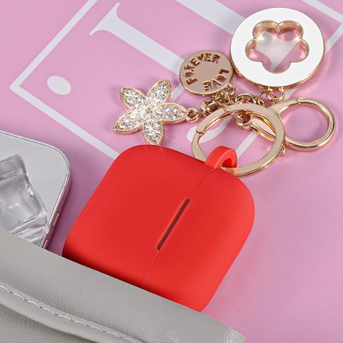 Case Compatible with Apple Airpods 4 - VISOOM Airpods 4 Cases 2024 Cover Women Anti-Drop Silicone iPods 4 Earbuds Wireless Accessorie Charging Cases Girl Bling Keychain for Airpod iPods 4th Gen