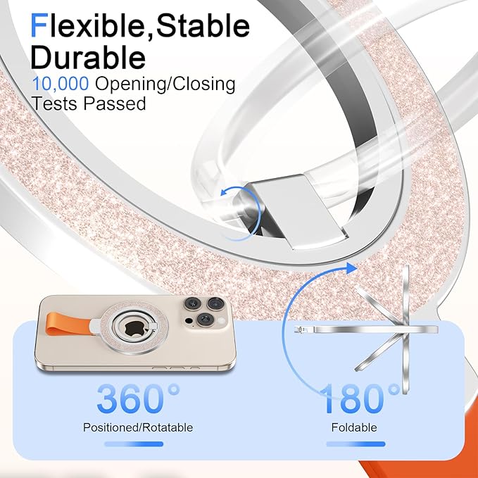 Magnetic Phone Ring Holder,Two-Sided Magnetic Cell Phone Grip Stand Ring Kickstand,360°Rotating Finger Stand Compatible for iPhone 16,15,14,13 12 Pro/Max/Plus,Samsung Galaxy,Android,Golden