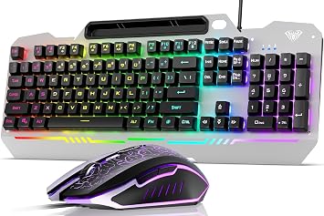 AULA Gaming Keyboard and Mouse,Wired 104-Key Mouse and Keyboard Combo Metal