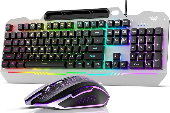 AULA Gaming Keyboard and Mouse,Wired 104-Key Mouse and Keyboard Combo Metal