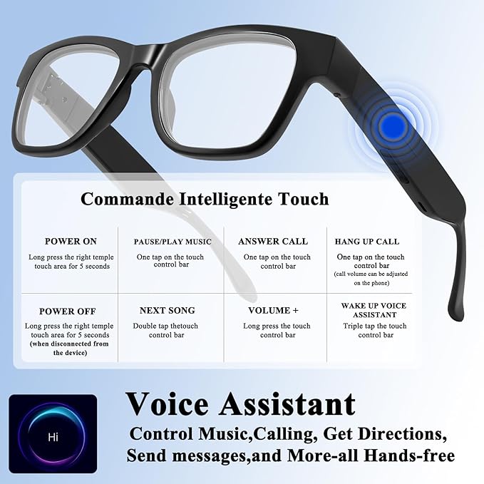 AI Smart Glasses for Men Women Powered by ChatGPT- 164 Languages Translation, Color-Change Lens w/UV & Blue Light Protection, Music &Calls w/Bluetooth 5.4, Al Vioce &Meeting Assistant, Black