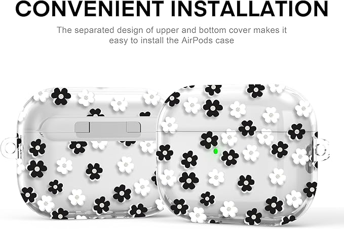Maxjoy for AirPods Pro 3rd Generation Case, Clear Flower AirPods Pro 3 Case for Women Girly Cute Soft AirPod Pro 3 Cover with Keychain Strap for AirPod Pro 3rd Gen Cover 2025, Floral