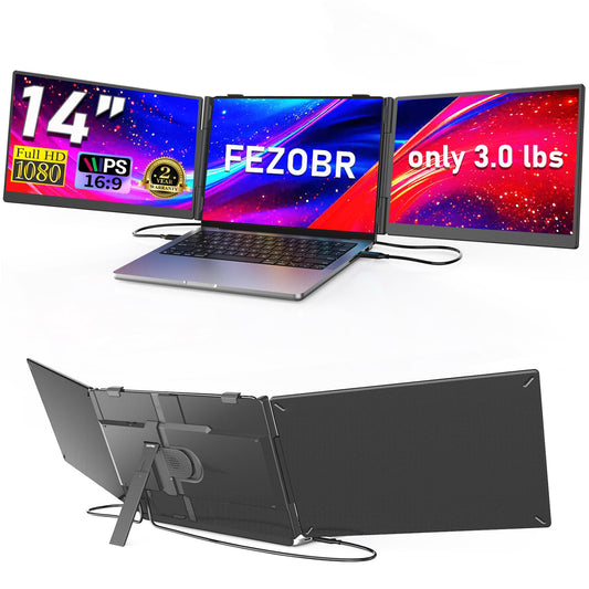 14" Triple Laptop Screen Extender, 1080P Ultra-Slim Portable Monitor