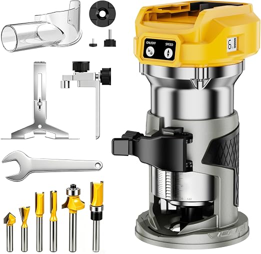 Cordless Compact Router Compatible with Dewalt 20V Battery(Bare Tool)